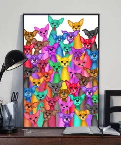 Chihuahua Multi Dogs Funny Home Decor Wall Art Poster
