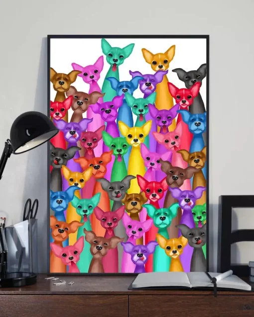 Chihuahua Multi Dogs Funny Home Decor Wall Art Poster