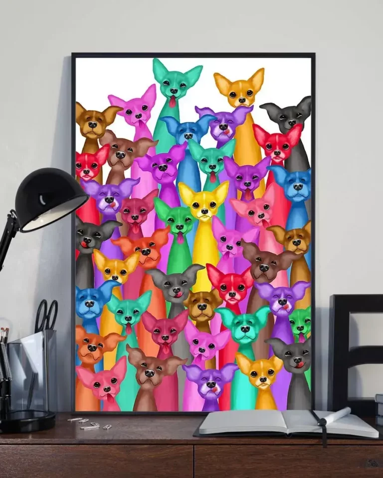 Chihuahua Multi Dogs Funny Home Decor Wall Art Poster