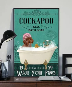 Chocolate Cockapoo And Co Bath Soap Wash Your Paws Dog Poster