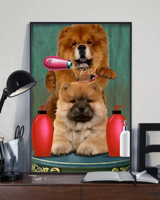 Chow Chow Hair Salon Baber Funny Dog Home Decor Wallart Poster