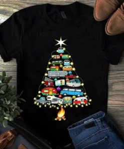Christmas Tree Camper Vehicles Camping Rving Trailers Gift Unisex Tshirt