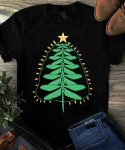 Christmas Tree Dragonfly Ornaments Xmas Tree Light Gift Tshirt