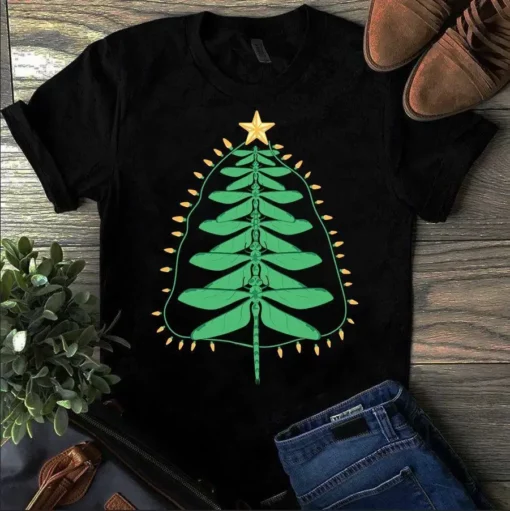 Christmas Tree Dragonfly Ornaments Xmas Tree Light Gift Tshirt