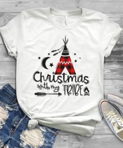 Christmas With My Tribe Buffalo Plaid Xmas Gift Tshirt