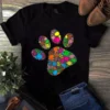 Colorful Egg Dog Cat Paw Gift For Women Men Kids Easter Day Tshirt