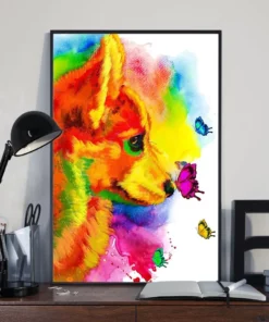 Corgi Dog Puppy Water Color Home Decor Wall Art Poster