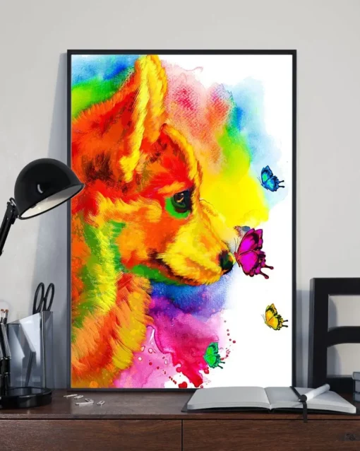 Corgi Dog Puppy Water Color Home Decor Wall Art Poster