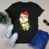 Corgi Dog Santa Hat Christmas Tree Lights Xmas Gift Tshirt