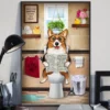 Corgi Toilet Reading Newspaper Funny Dog Poster