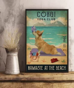 Corgi Yoga Club Namaste At The Beach Dog Poster