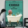 Corgi and Co Bath Soap Wash Your Paws Dog Poster