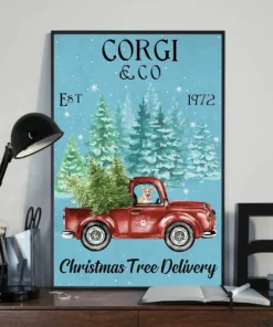 Corgi And Co Christmas Tree Delivery Xmas Dog Poster
