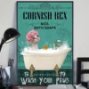 Cornish Rex Cat and Co Bath Soap Wash Your Paws Poster