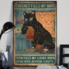 Crochet Fills My Days Yarn Fills My Living Room Black Cat Sewing Poster