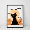 Cute Cat Halloween Red Moon Home Decor Wall Art Poster 2 Cute Cat Halloween Red Moon Home Decor Wall Art Poster