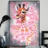 Cute Giraffe Sakura Flower Home Decor Wall Art Poster