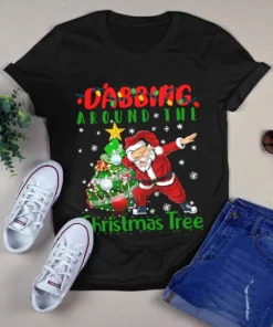 Dabbing Around The Christmas Tree Funny Dabbing Santa Claus Xmas Gift Tshirt