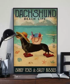 Dachshund Beach Life Sandy Toes And Salty Kisses Dog Poster
