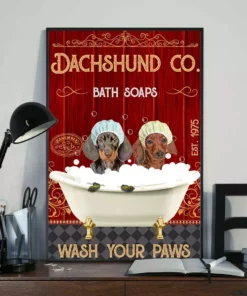 Dachshund Co Bath Soaps Wash Your Paws Cute Dog Poster