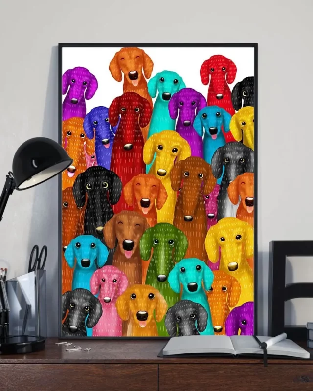 Dachshund Multi Dogs Funny Home Decor Wall Art Poster