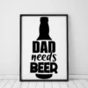 Dad Needs Beer Home Decor Wall Art Poster