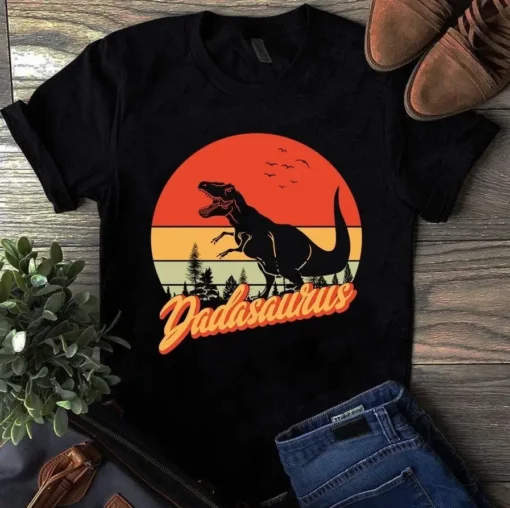 Dadasaurus Dad Father Trex Dinosaur Vintage Gift Tshirt