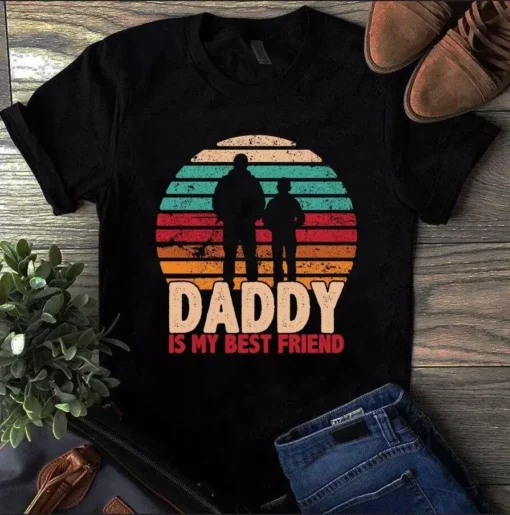 Daddy Is My Best Friend Vintage Dad Father Gift Tshirt