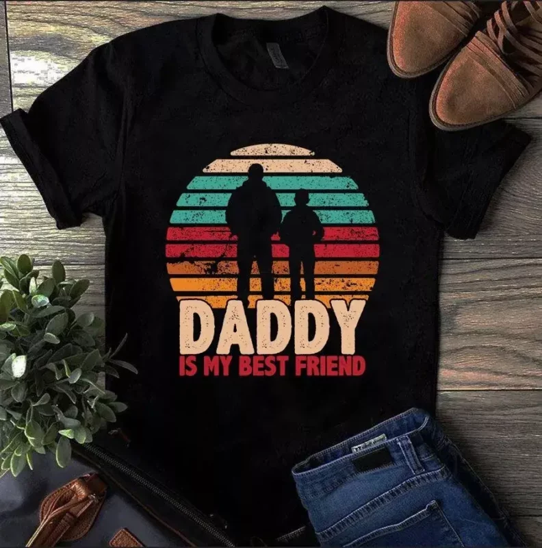 Daddy Is My Best Friend Vintage Dad Father Gift Tshirt