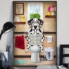 Dalmatian Toilet Reading Newspaper Funny Dog Poster