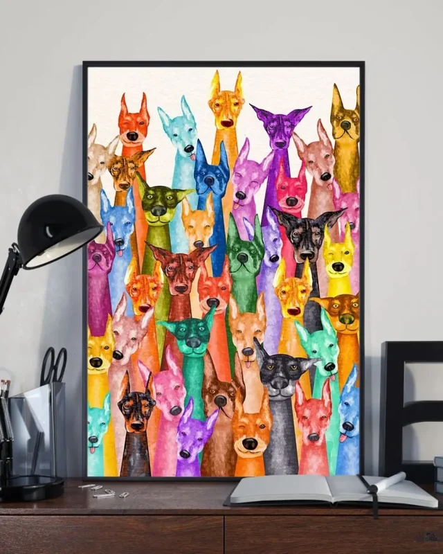 Doberman Multi Dogs Funny Home Decor Wall Art Poster
