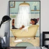 Doberman Taking Shower Bathroom Dog Home Decor Wallart Poster 2 Doberman Taking Shower Bathroom Dog Home Decor Wallart Poster