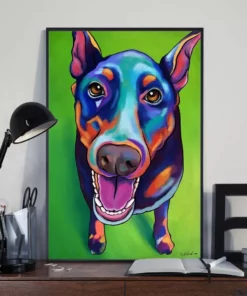 Doberman Watercolor Dog Home Decor Wallart Poster