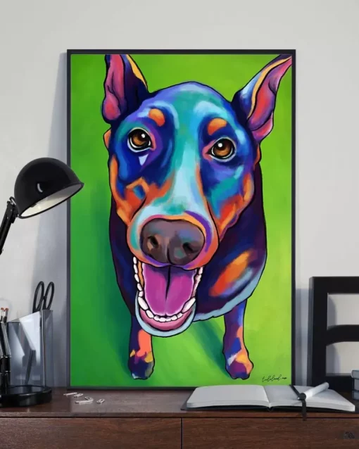 Doberman Watercolor Dog Home Decor Wallart Poster