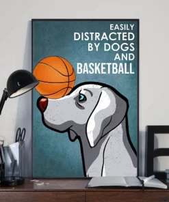 Easily Distracted By Dogs And Basketball Weimaraner Dog Poster