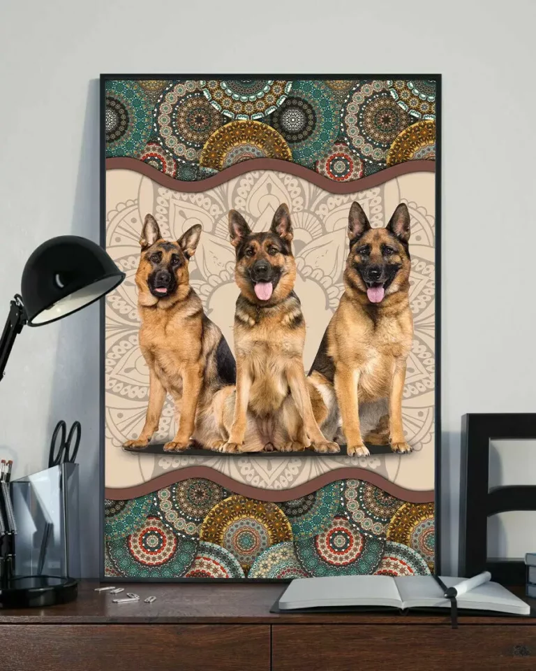 German Shepherd Dog Mandala Art Home Decor Wall Art Poster