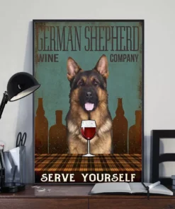 German Shepherd Wine Company Serve Yourself Dog Poster