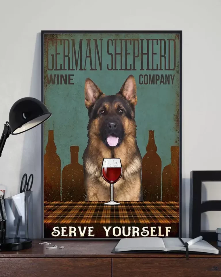 German Shepherd Wine Company Serve Yourself Dog Poster