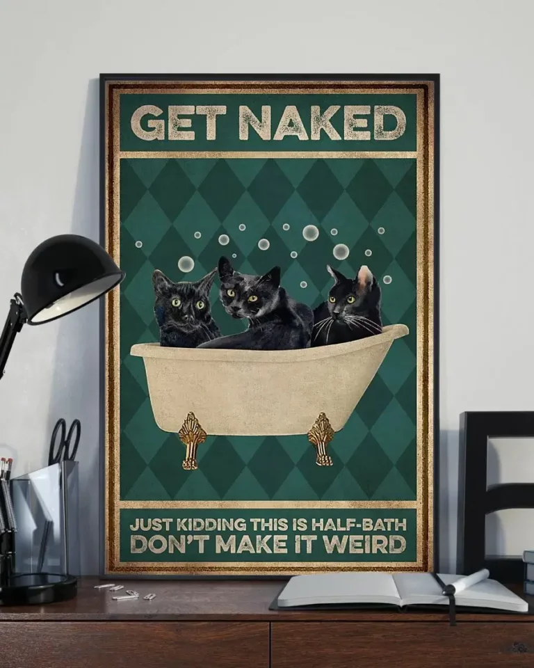 Get Naked Just Kidding This Is a Half Bath Dont Make It Weird Cats Poster