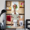 Giraffe Toilet Reading Newspaper Funny Dog Poster 2 Giraffe Toilet Reading Newspaper Funny Dog Poster