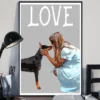 Girl Loves Doberman Dog Home Decor Wallart Poster
