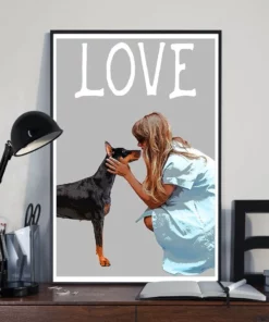 Girl Loves Doberman Dog Home Decor Wallart Poster