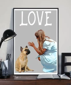 Girl Loves Pug Dog Home Decor Wallart Poster