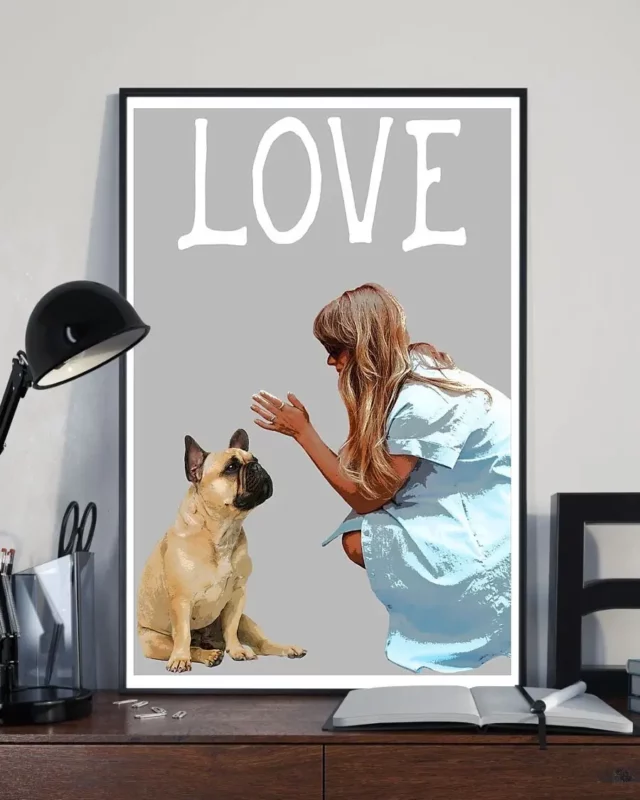 Girl Loves Pug Dog Home Decor Wallart Poster