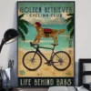 Golden Retriever Cycling Club Life Behind Bars Dog Poster 2 Golden Retriever Cycling Club Life Behind Bars Dog Poster