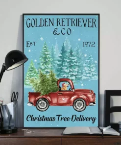 Golden Retriever And Co Christmas Tree Delivery Xmas Dog Poster