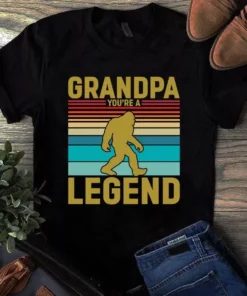 Grandpa You're A Legend Bigfoot Sasquatch Camping Retro Tshirt