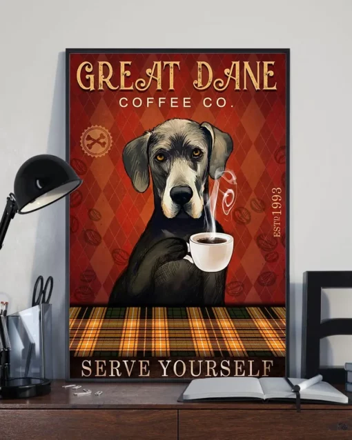Great Dane Coffee Company Serve Yourself Dog Home Decor Poster