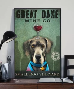 Great Dane Wine Company Small Dog Vineyard Cute Poster