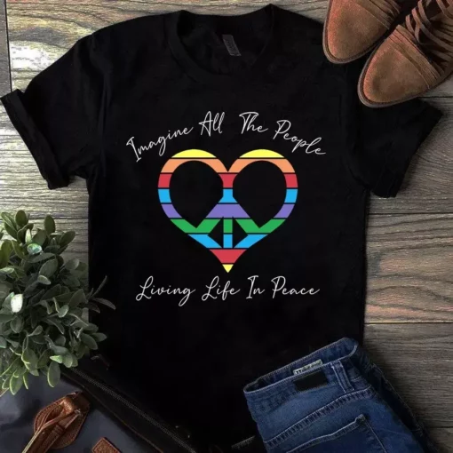Image All The People Living Life In Peace Hippe Heart Tshirt